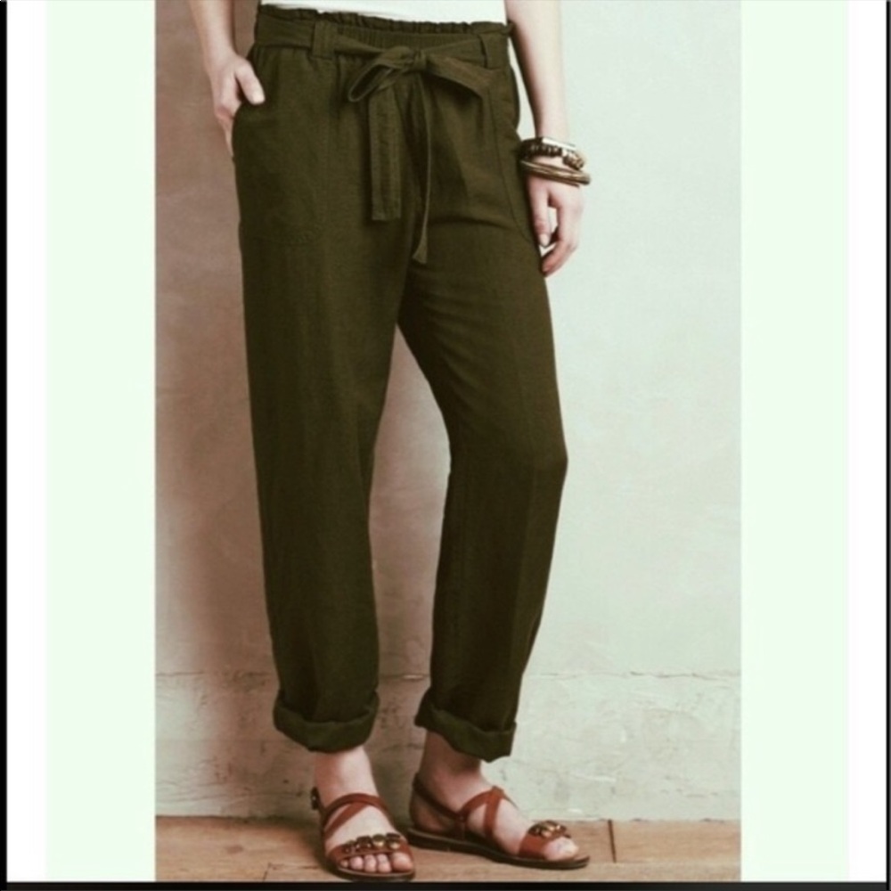 Army Green Linen Pants
